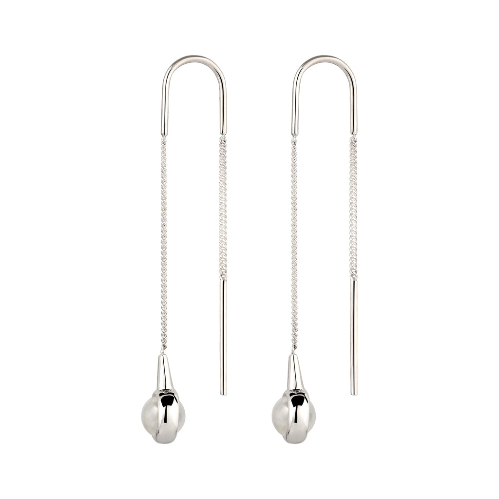 Bezel Threader Earrings 925 Silver Rock Crystal