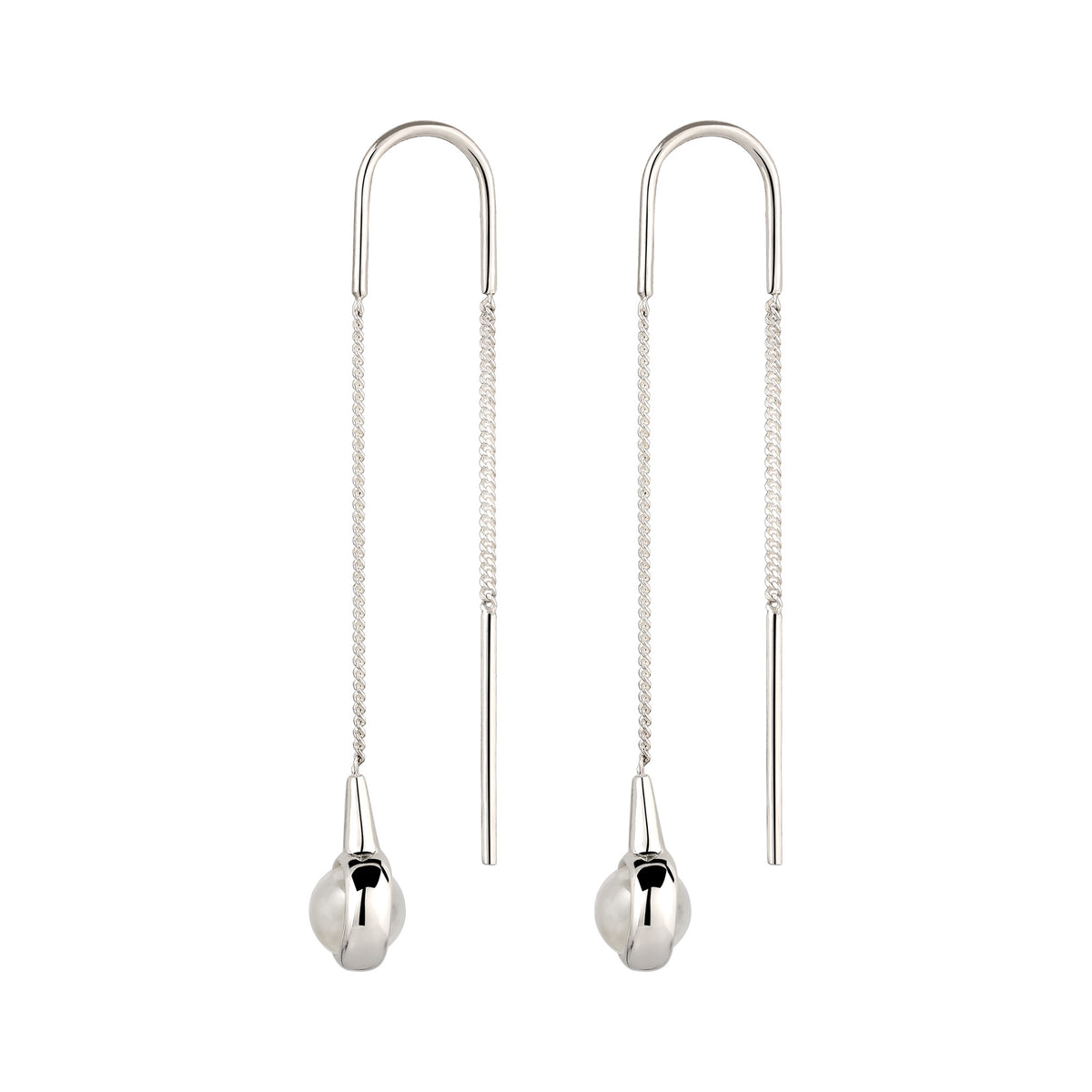 Bezel Threader Earrings 925 Silver Rock Crystal