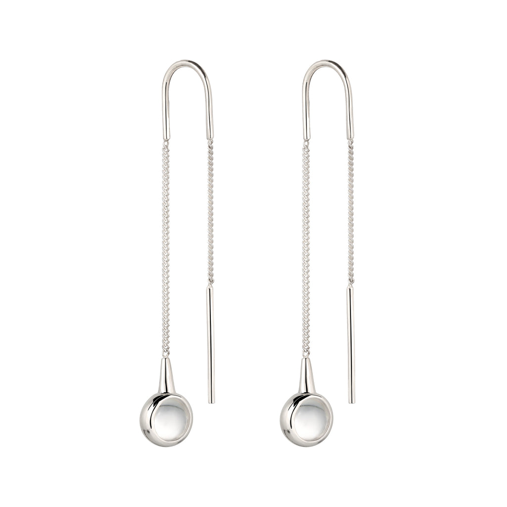 Bezel Threader Earrings 925 Silver Rock Crystal