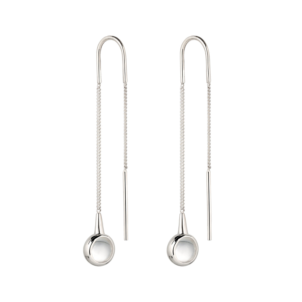 Bezel Threader Earrings 925 Silver Rock Crystal