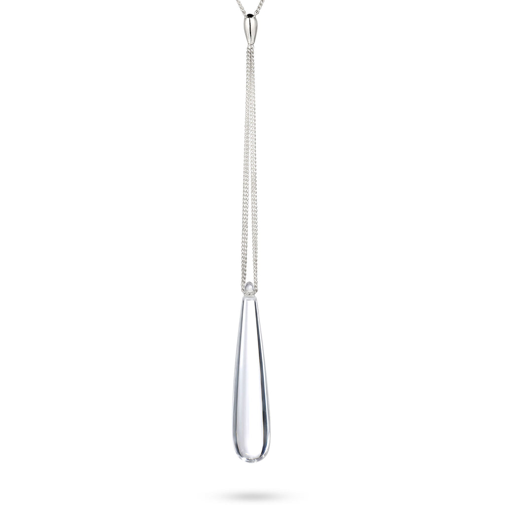 Teardrop Y Necklace 925 Silver Clear Resin