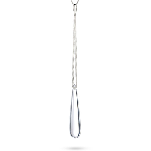 Teardrop Y Necklace 925 Silver Clear Resin