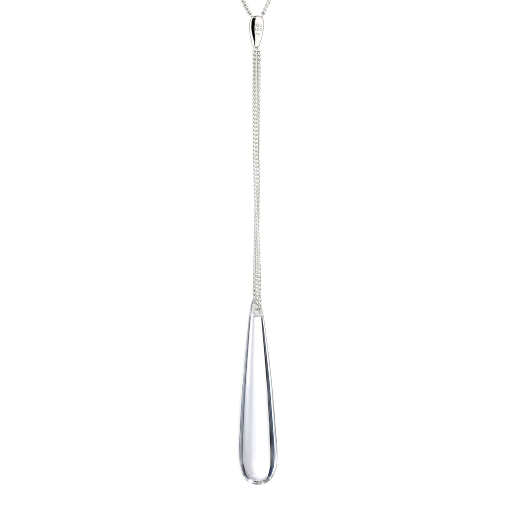 Teardrop Y Necklace 925 Silver Clear Resin