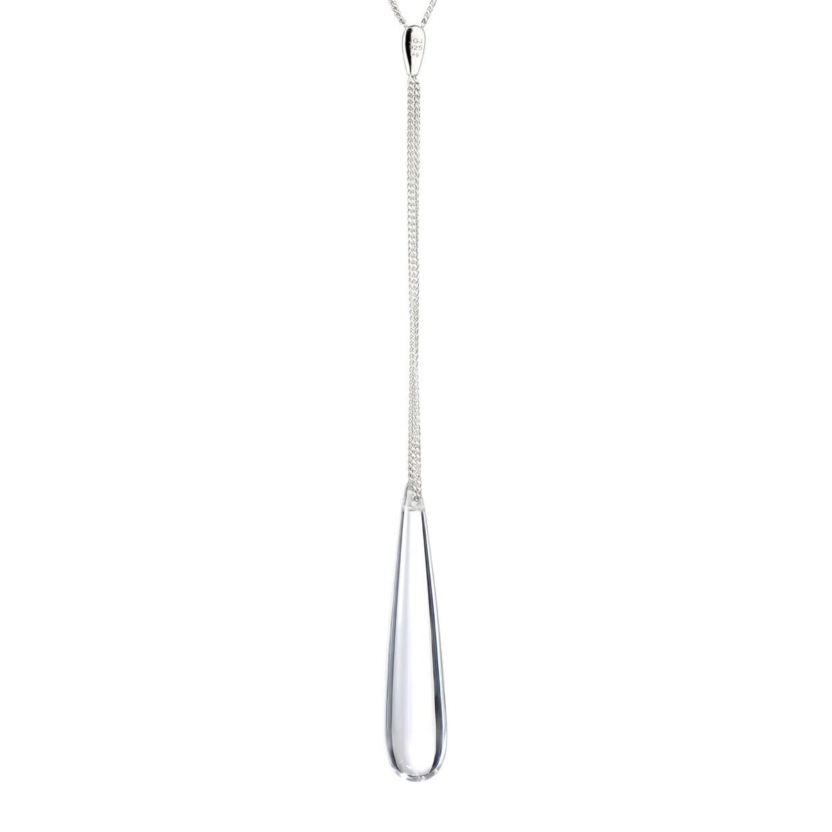Teardrop Y Necklace 925 Silver Clear Resin