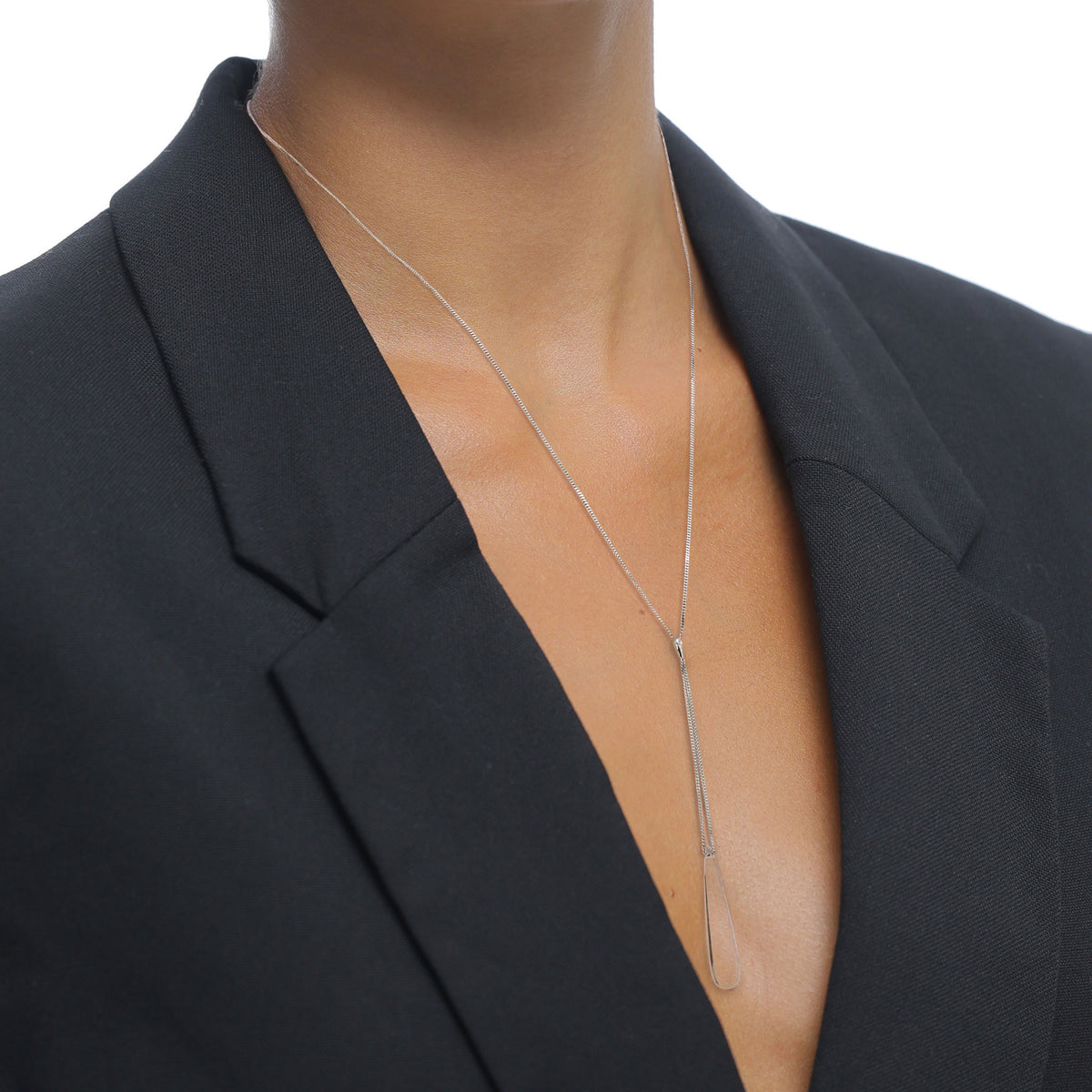 Teardrop Y Necklace 925 Silver Clear Resin