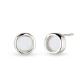Round Stud Earrings 925 Silver Rock Crystal