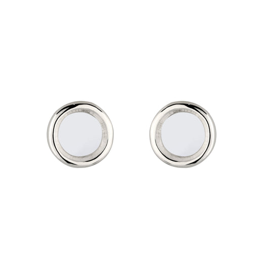 Round Stud Earrings 925 Silver Rock Crystal