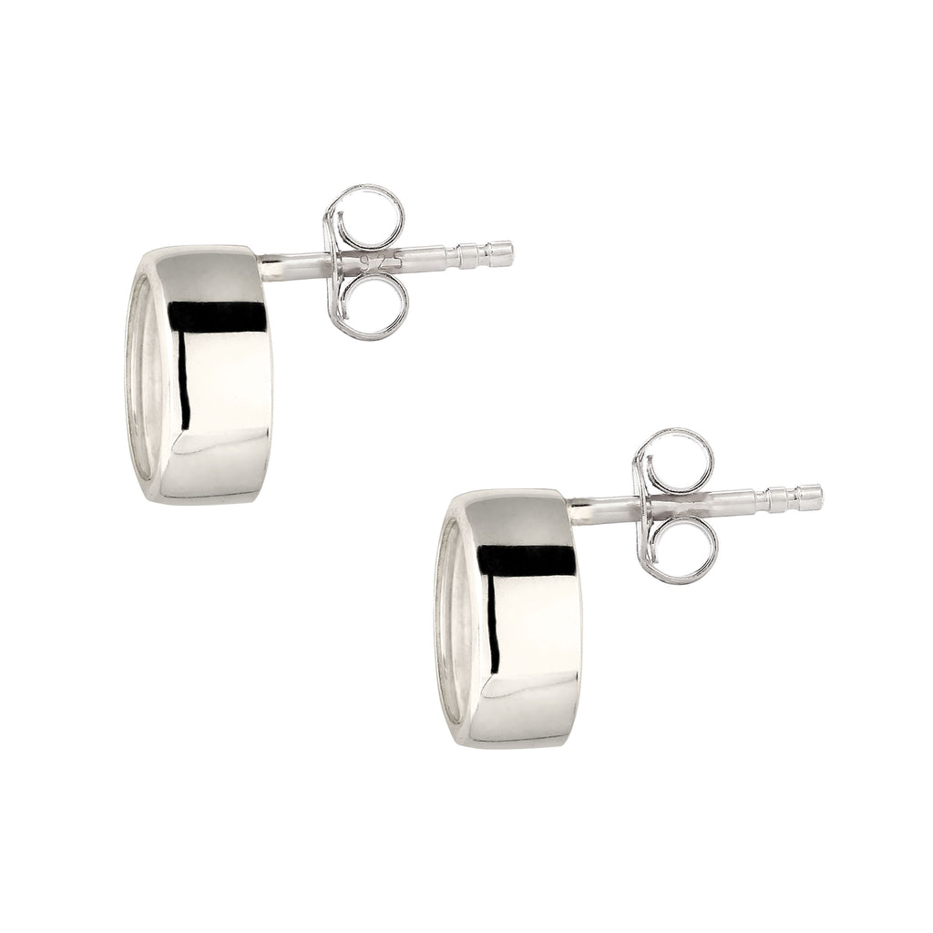 Round Stud Earrings 925 Silver Rock Crystal