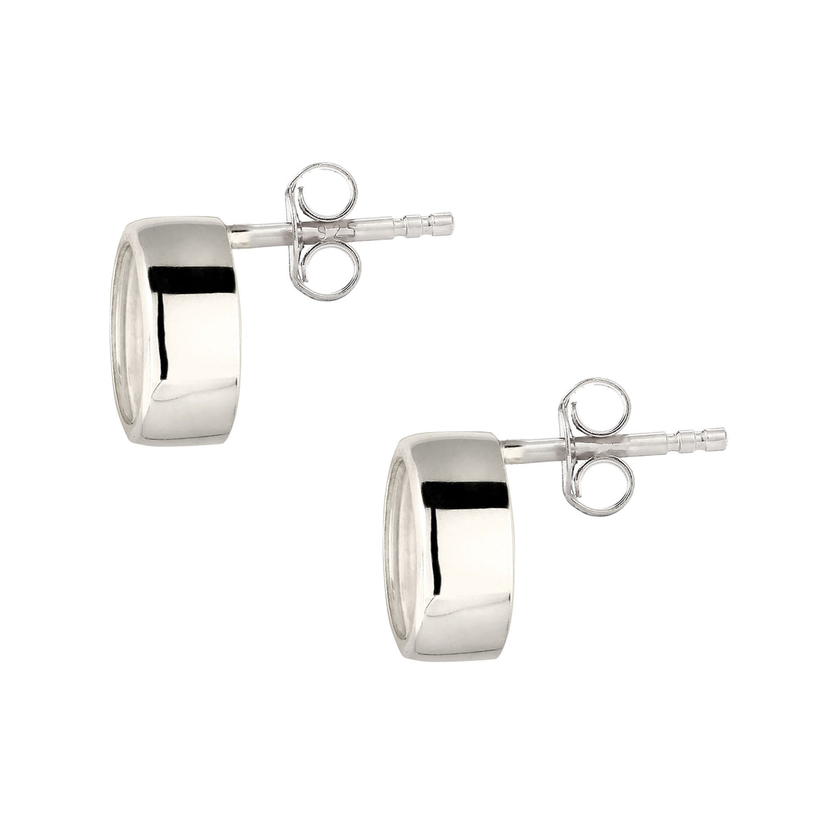 Round Stud Earrings 925 Silver Rock Crystal