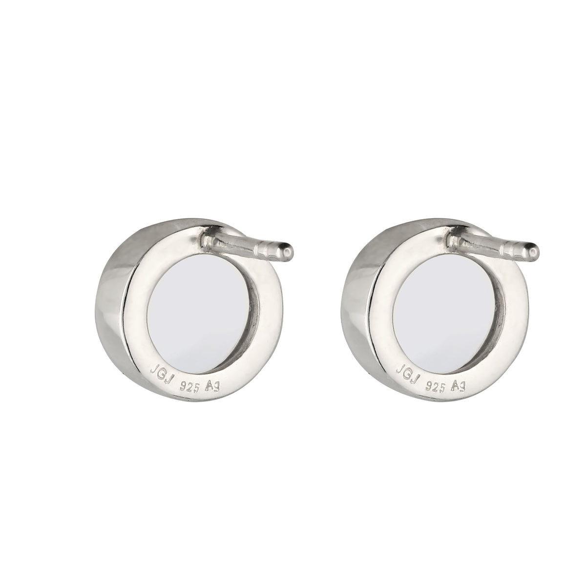 Round Stud Earrings 925 Silver Rock Crystal