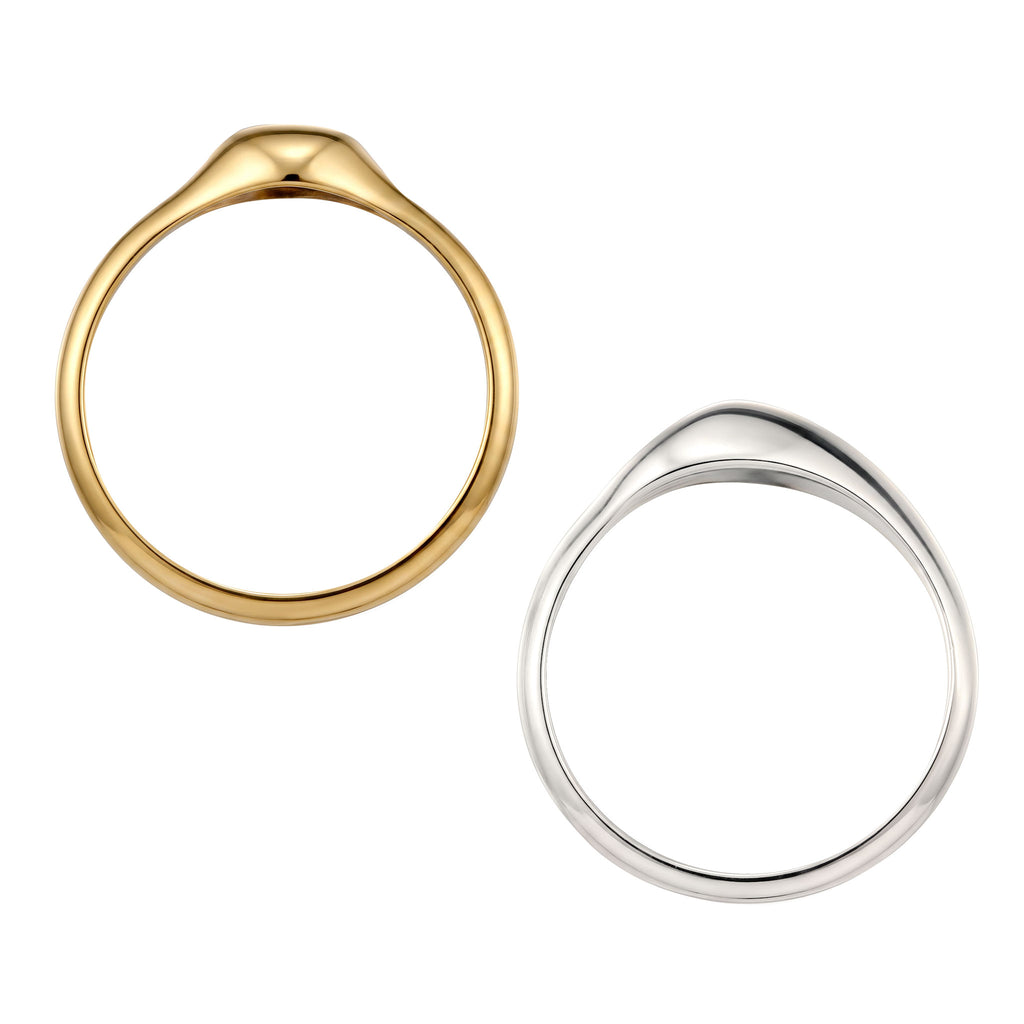 Organic Wave Ring Set 925 Silver Bicolor