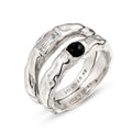 Molten Ring Set 925 Silver Black Onyx White Topaz