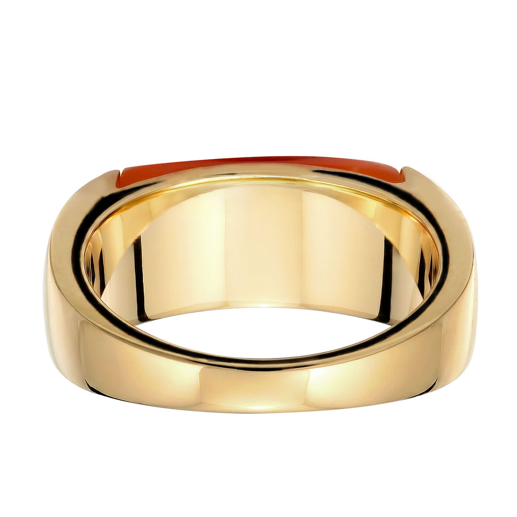 Signet Ring 925 Silver Gold Plated Orange Resin
