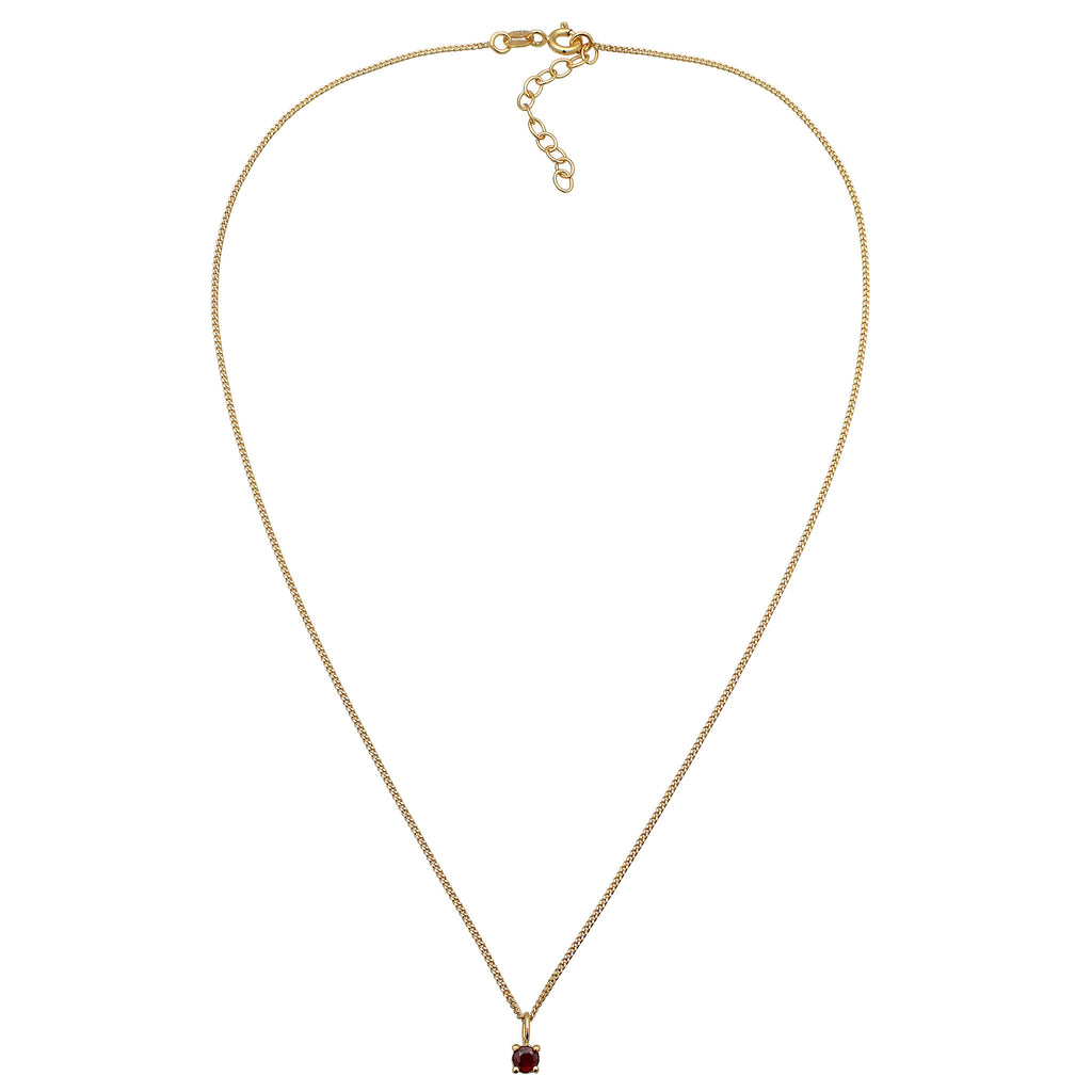 Solitaire Choker Necklace 925 Silver Gold Plated Garnet