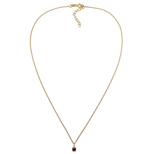 Solitaire Choker Necklace 925 Silver Gold Plated Garnet