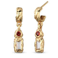 Molten Drop Stud Earrings 925 Silver Gold Plated Garnet White Topaz